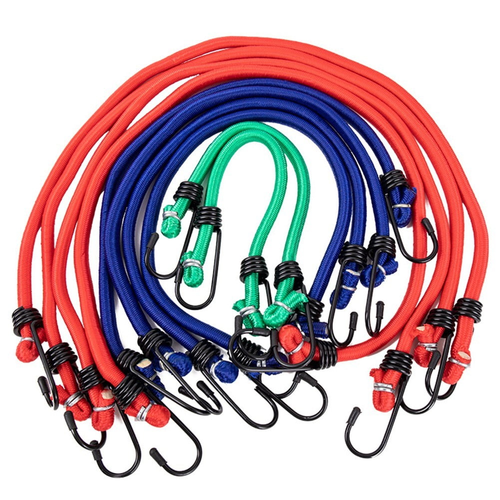 10 Pack Bungee Cords Wires with Hooks Cables Straps Bungie Elastic Rope Tie 45cm 