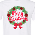 thumbnail image 4 of Inktastic Merry Christmas Wreath with Red Bow and Ornaments T-Shirt, 4 of 5