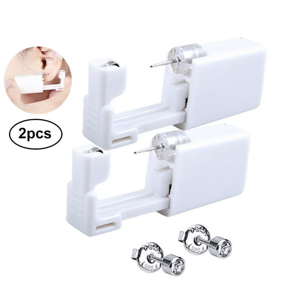Pretty See Ear Piercing Gun Set Disposable Ear Stud Gun Set Portable Nose Piercing Gun Set, Set of 2, White