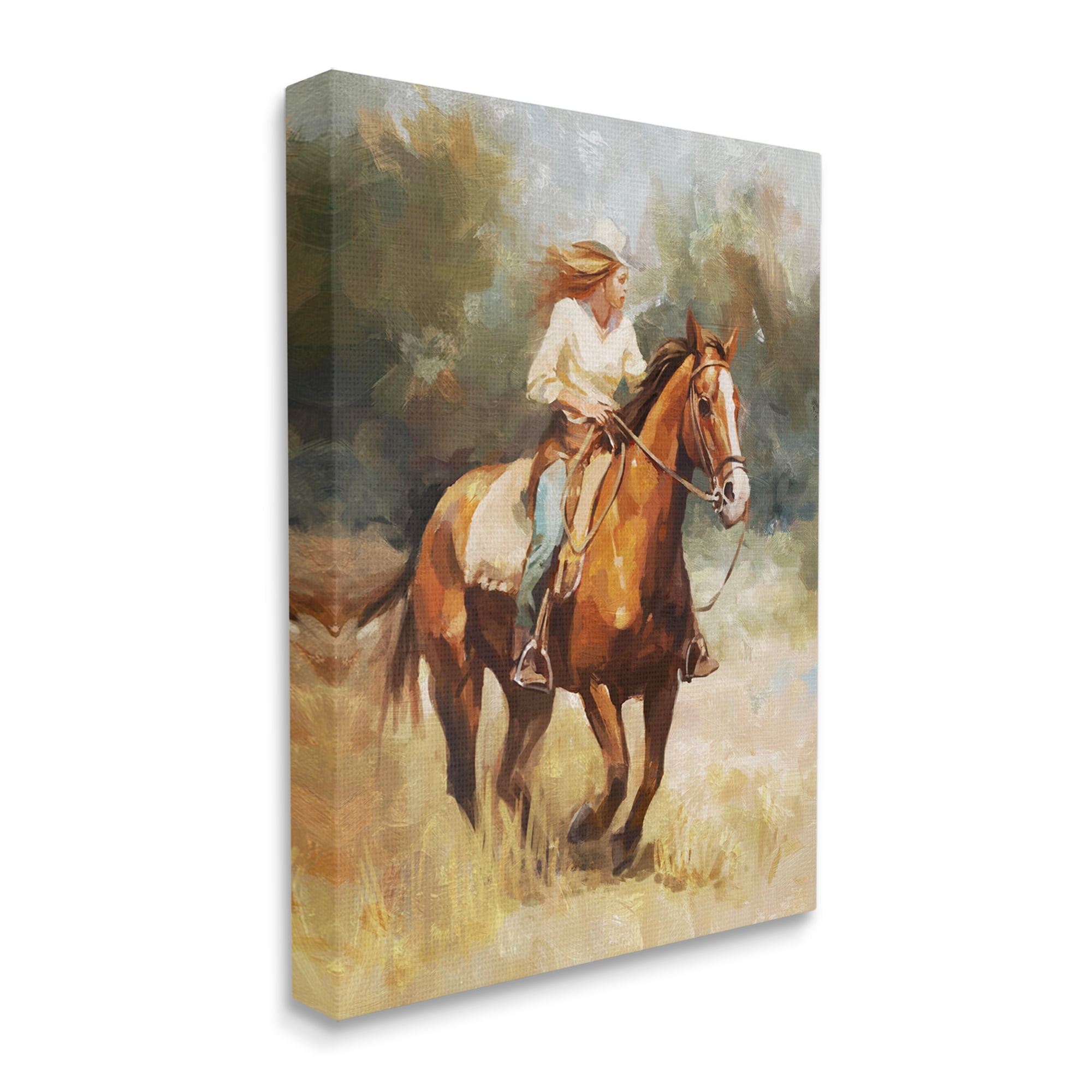 Stupell Industries Galloping Cowgirl Scenery Animals & Insects Painting Gallery Wrapped Canvas Art Print Wall Art, 24 x 30