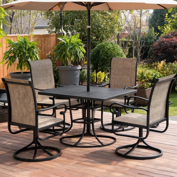 Patio Swivel Chairs Set of 4, without Table