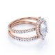 thumbnail image 2 of JeenMata Anillo de Bodas Vintage con Pavé de Diamantes Reales de Corte Ovalado y Halo Engastado en Oro Rosa de 10 K, 2 of 6