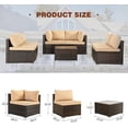 thumbnail image 2 of 7 Pieces Patio Furniture Set,Wicker Outdoor Conversation Set,Rattan Sectional Sofa Set w/Washable Cushions & Glass Coffee Table for Porch Poolside Backyard-Brown/Brown, 2 of 15
