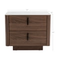 thumbnail image 5 of Cid Anay 23 Inch Nightstand, White Faux Marble Top, Walnut Veneer, 2 Drawers, 5 of 5