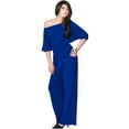 thumbnail image 6 of KOH KOH Long Pant One Off Shoulder 3/4 Short Sleeve Sexy Wide Leg Casual Summer Fall One Piece Jumpsuit Pant Suit Romper Playsuit Tall Overall For Women Cobalt Royal Blue Large US 12-14 JSN003, 6 of 6