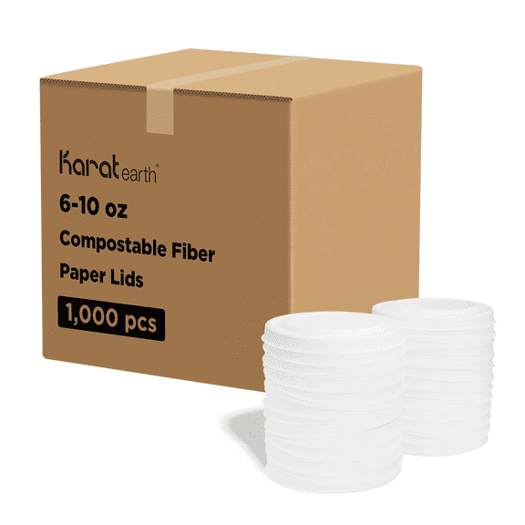Karat Earth Compostable Fiber Paper Flat lid for 6-10 oz Eco-Friendly Paper Food Container (90.8 mm) - 1,000 pcs