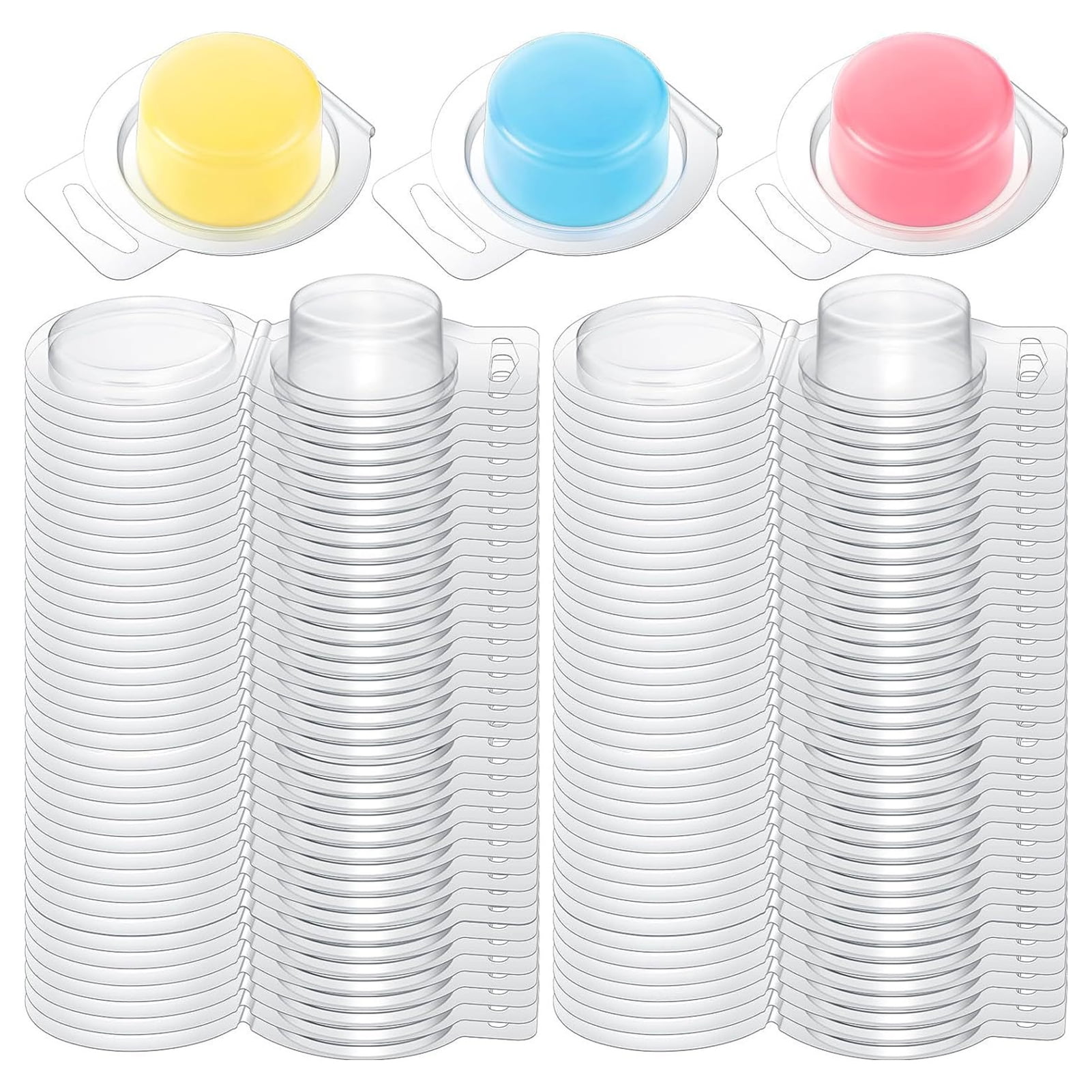 Mosey 100Pcs Wax Melt Mold Clear Square Round Empty Plastic DIY Handmade Scented Candle Soap Making Mould Container