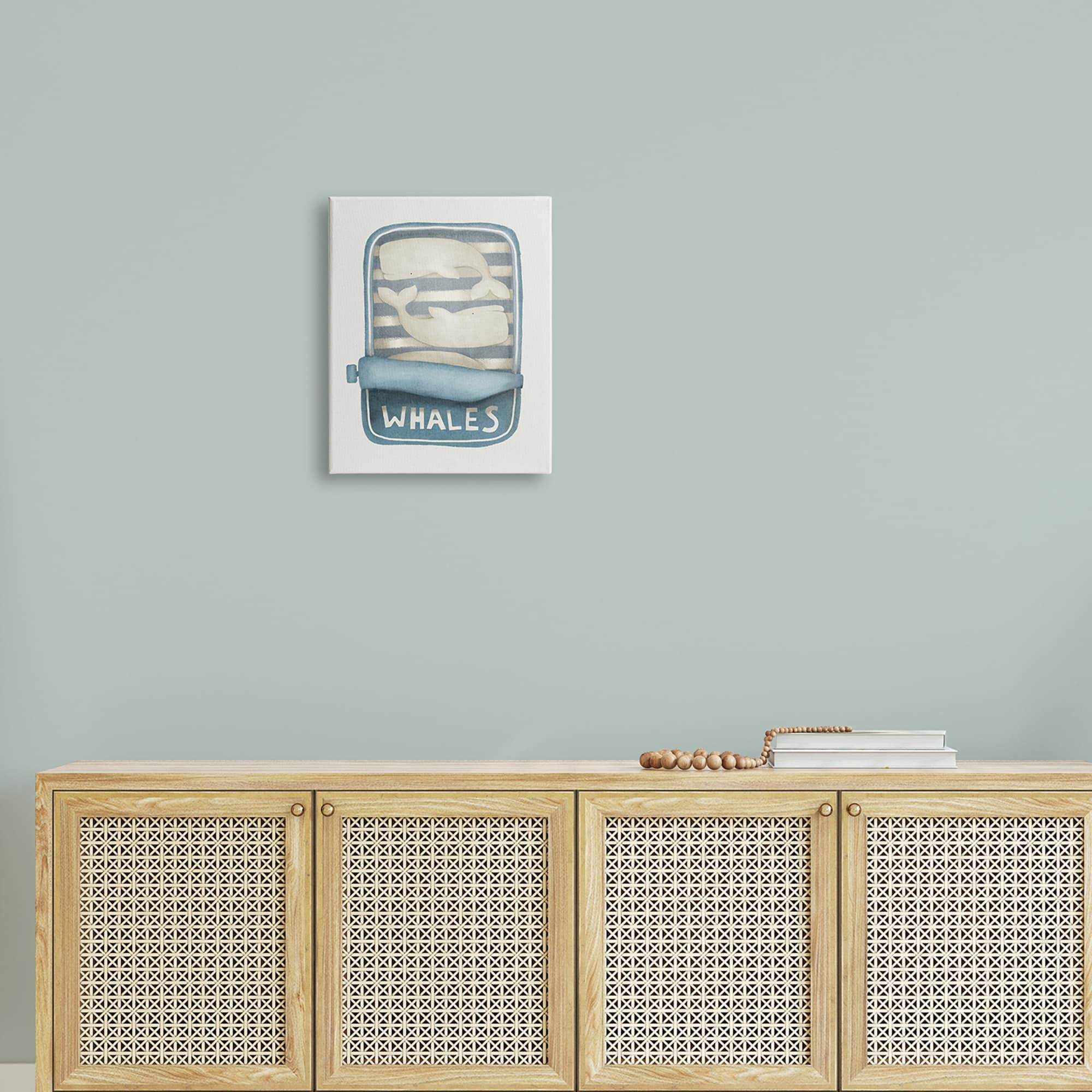 Stupell Industries Tuna Can Design Whimsical Whales Sea Life Illustration , 30 x 40, Design by Leah Straatsma