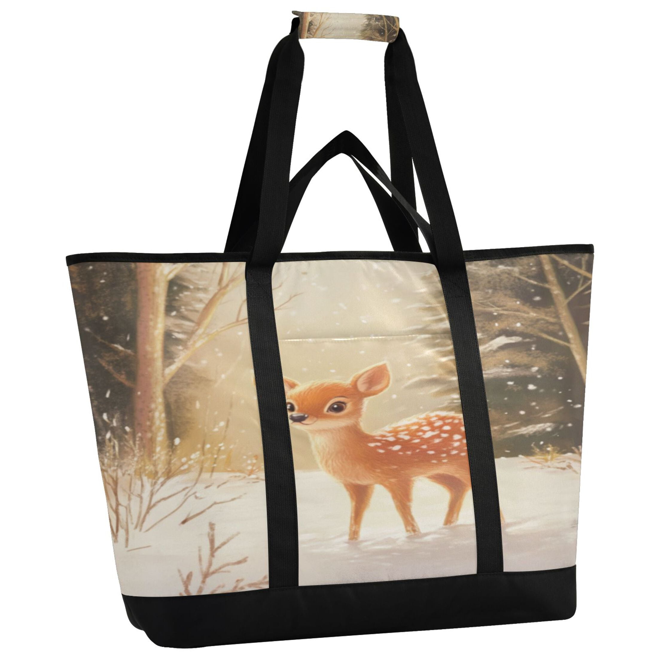 Large Hand-held Ice Pack Picnic Bag Insulation and Refrigeration Suitable for Shopping Picnics and Camping Christmas Snow Deer