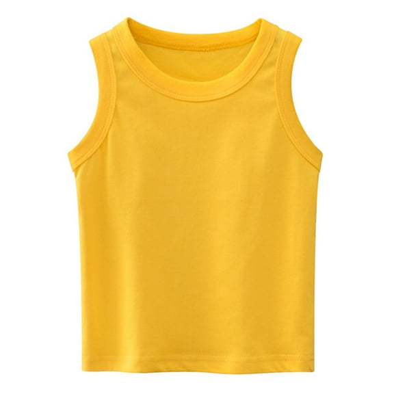 LNMQLPDBS Toddler Tank Tops Boys Girls Solid Color Binding Sleeveless Crewneck Shirts Toddler Girl Clothes Baby Boy Summer Clothes for Beach Party Shirts for Kids Yellow 2-3 Years