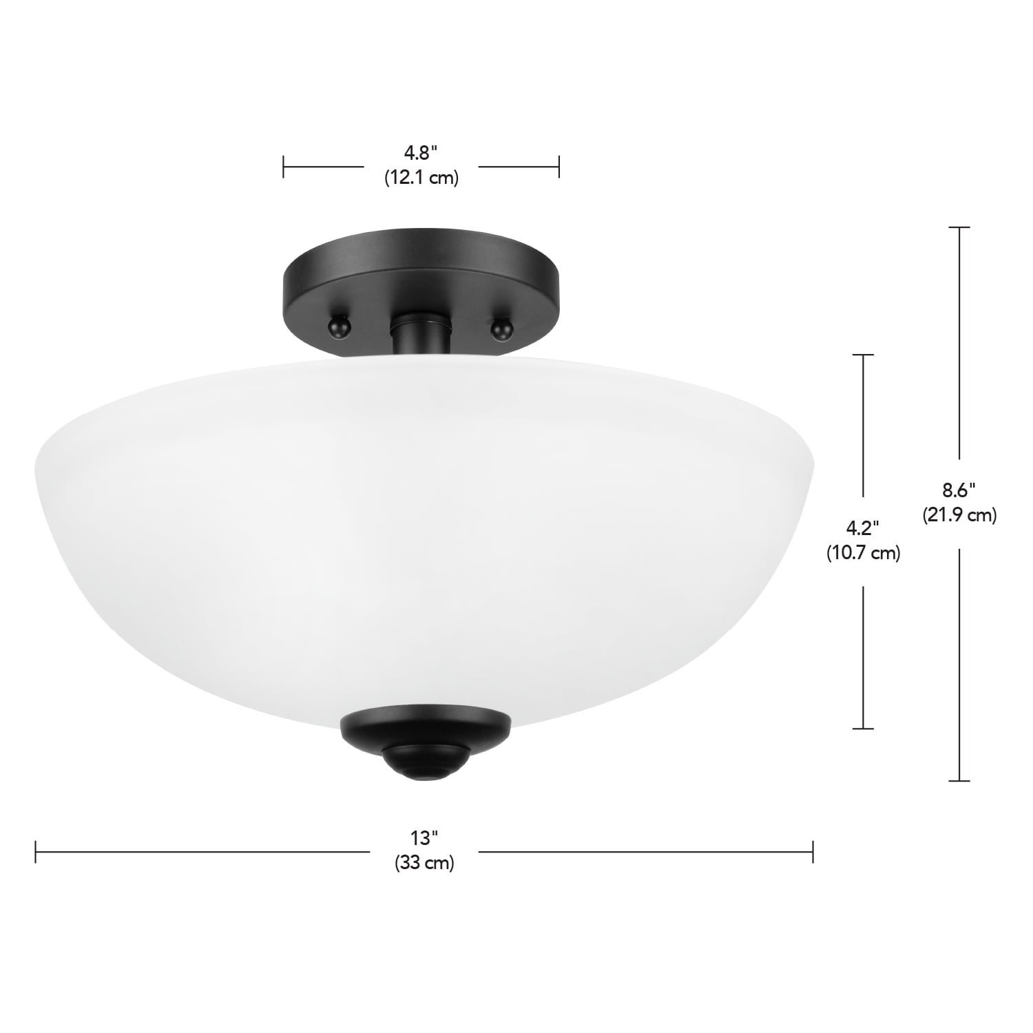 Globe Electric Vienna 2-Light Dark Bronze Indoor Semi-Flush Mount with Frosted Glass Shade