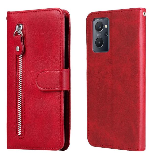 Estuche de Cuero PU con Cierre para Realme 9i , Funda Protectora con Billetera y Correa