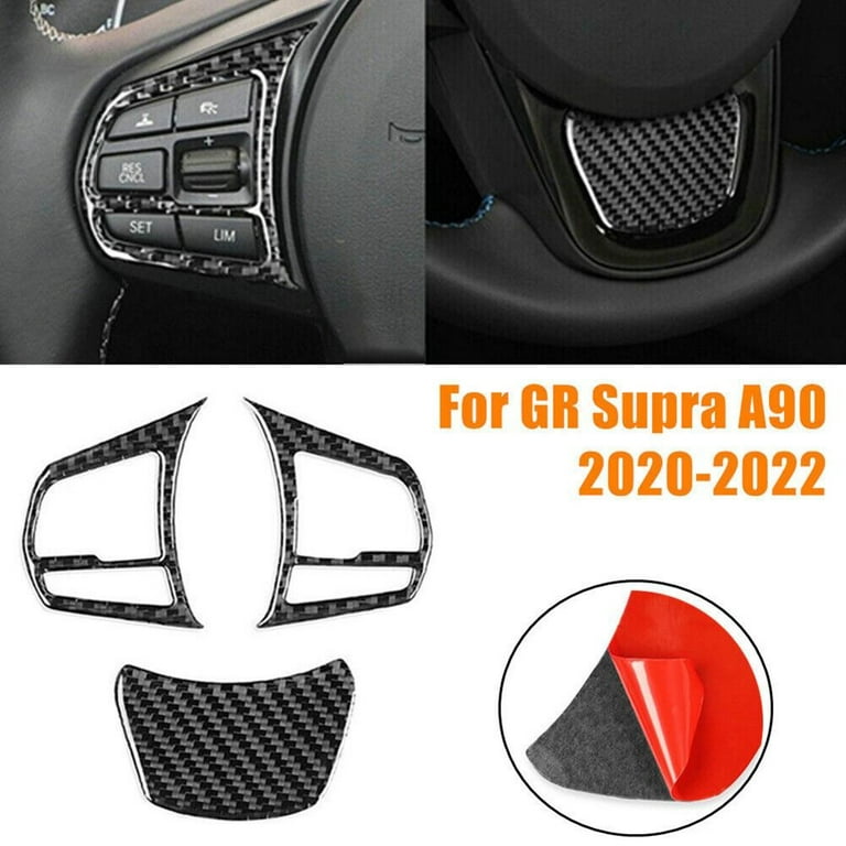 3pcs Carbon Fiber Abs Stickers For Tesla Model 3 Y Steering Wheel/ Front  Trunk / Rear Trunk Logo Cover Sticker Car Accessories