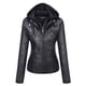 thumbnail image 1 of Chaqueta Springrain de piel sintética Moto Biker con capucha desmontable, 1 of 7