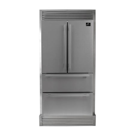 FORNO Moena 36  French Door 19.2 Cu.Ft. Stainless Steel Refrigerator with Grill Trim