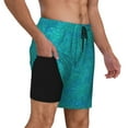 thumbnail image 3 of Goofa Blue Green Glitter Printed Men's Swim Trunks Board Shorts Quick Dry Mens Swimming Trunks with Compression Liner,Breathable Fit Hawaii Beach Shorts-Large, 3 of 9