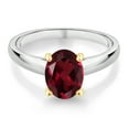 thumbnail image 2 of Gem Stone King 2.00 Ct Red Rhodolite Garnet 10K White and Yellow Gold Ring Ring (Size 5), 2 of 4