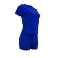 thumbnail image 2 of VISgogo Conjunto de 2 piezas para mujer, camiseta de manga corta con cuello redondo de color sólido, pantalones cortos de cintura elástica a juego VISgogo moda, 2 of 4