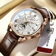 Poedagar Men Watch 2022 New Fashion Leather Waterproof Luminous Top Brand Luxury Mens Quartz Wristwatch Men Sport Casual Watches - Quartz Wristwatches