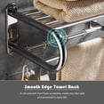 thumbnail image 2 of Scalable Towel Rack Double Layered Bathroom Shelves with 4 Removable Hooks Wall Mounted Towel Holder Rustproof Stainless Steel Towel Bar Adjustable 16 to 32 Inch, 2 of 8
