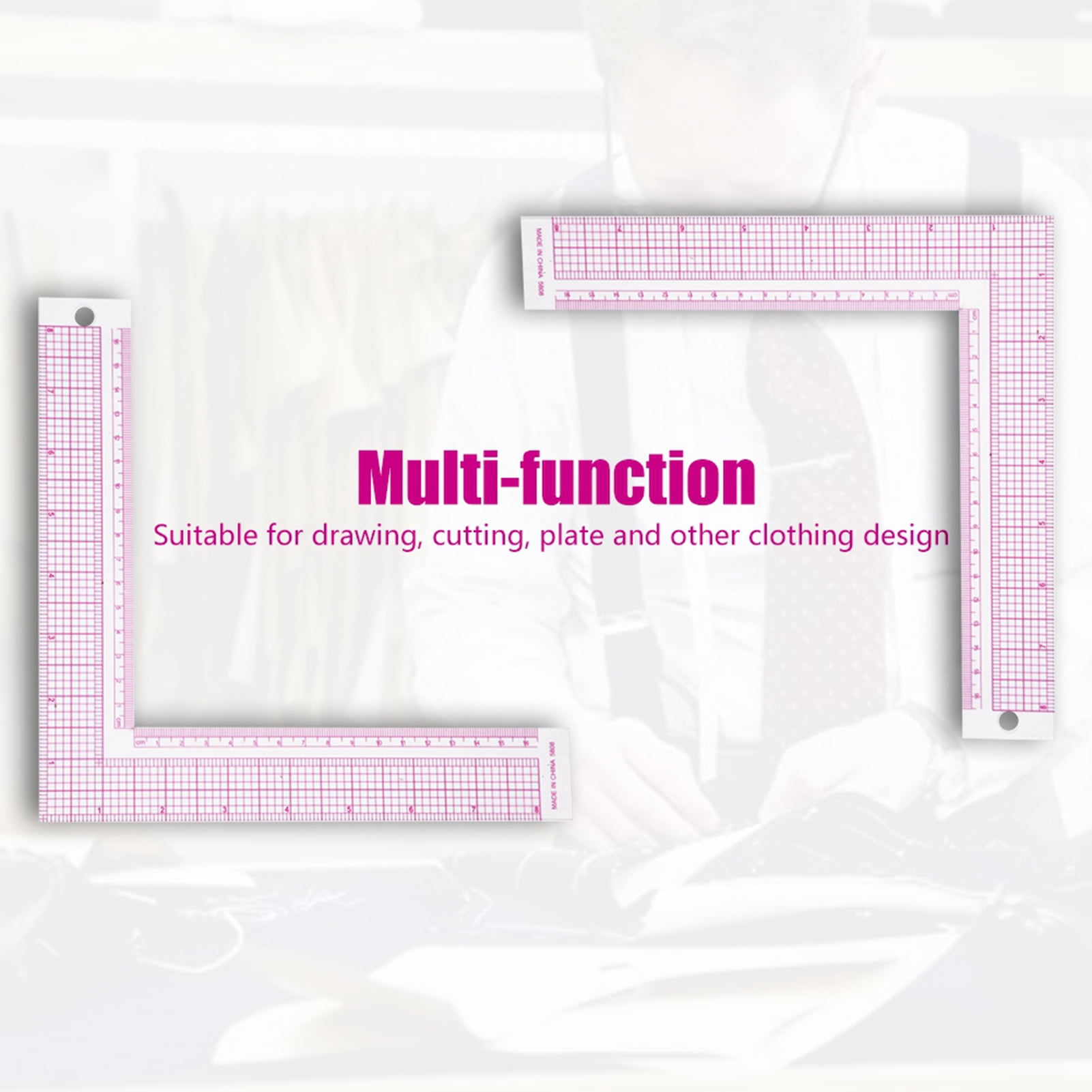 Sewing Ruler, Clear Scale Multifunction L Ruler Tailor Craft Tool For