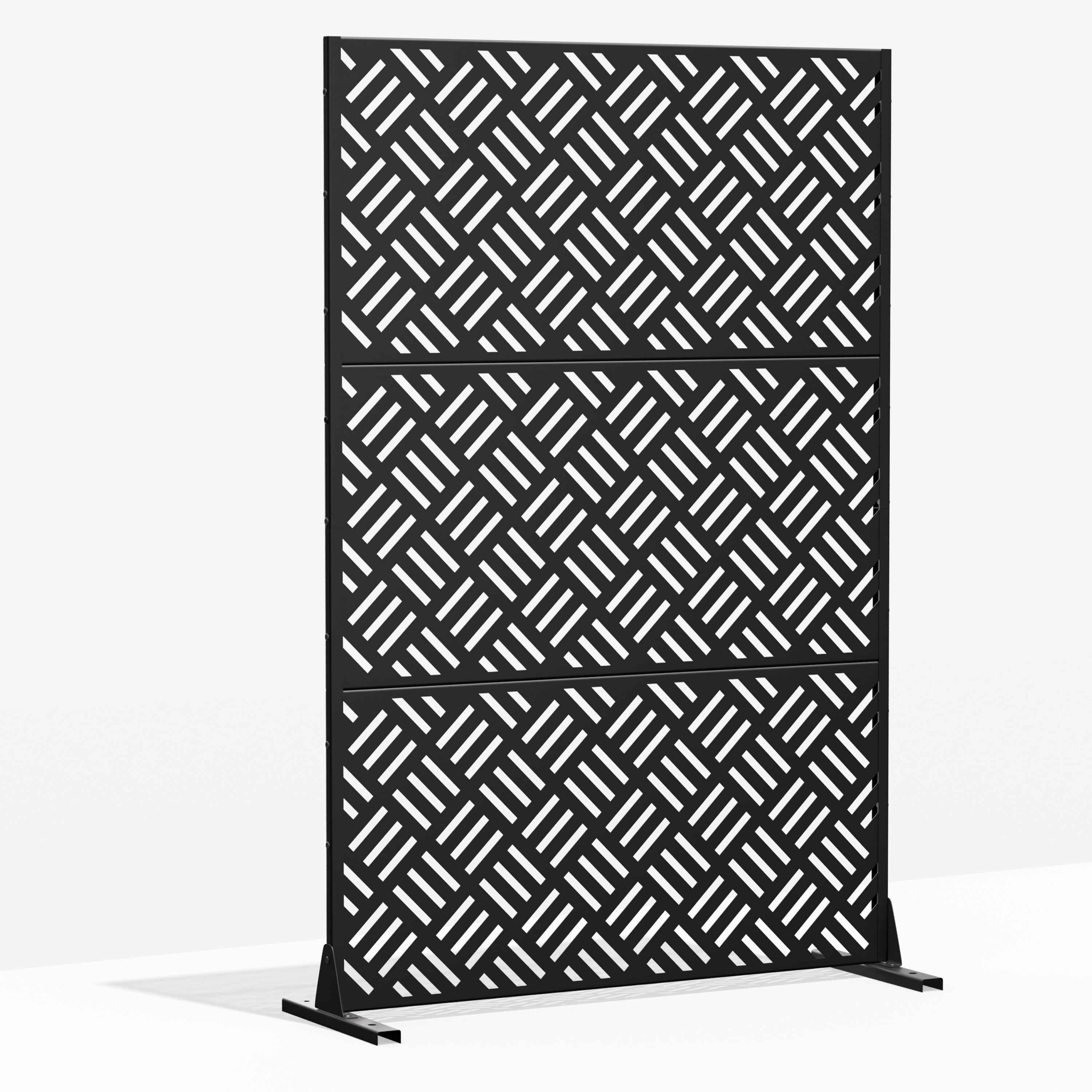 MAYEERTY 72"x47" Outdoor Privacy Screen with Stand Carl Metal Balcony Decorative Screen,Black
