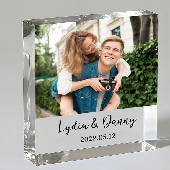 Personalized Acrylic Photo Block, Custom Picture Frame Free-standing Birthday Anniversary Mother's Day Christmas Gift