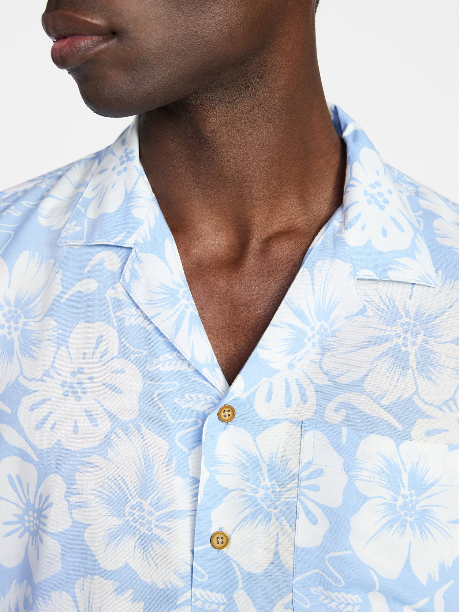 George Men's Relaxed Fit Printed Camp Shirt with Short Sleeves, Sizes S-3XLT