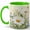 Green, variant on White Daisy Flowers 11oz Ceramic Mug, Wildflower Coffee Cup