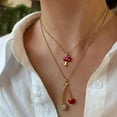 thumbnail image 2 of Adjustable Layering Dainty Cherry Mushroom Charm Necklace Stainless Steel Chain, 2 of 11