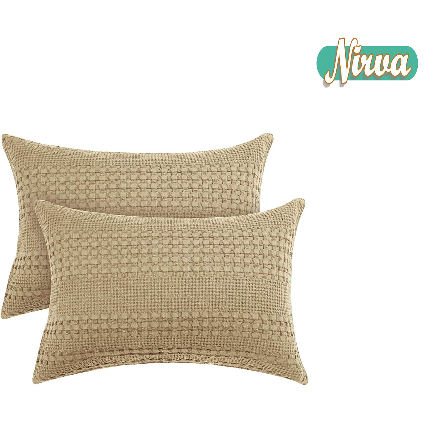 100 Cotton Waffle Pillowcases Queen Size, 2 Pack Soft Breathable Skin