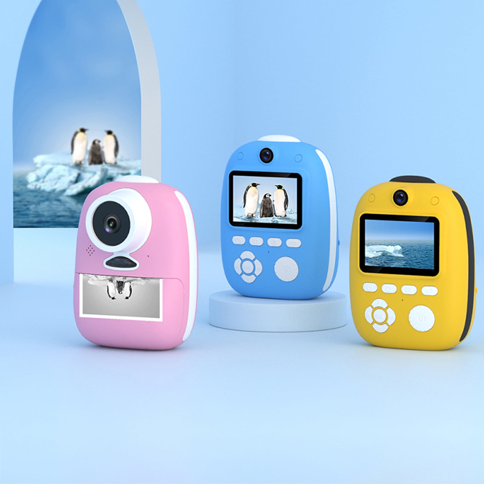 Portable Photo Printer for Girls Boys Travel Pink Double Lens Toys Instant Print Camera Support Selfies Video with Wider Strap Cartoon Bag 4 Photo Paper Abdtech Instant Digital Camera for Kids 