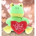 thumbnail image 4 of DolliBu I LOVE YOU Plush Sitting Green Frog - Cute Stuffed Animal with Heart for Valentines, Anniversary, Romantic Date, Boyfriend, or Girlfriend Gift - 6 Inches, 4 of 6
