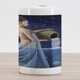 thumbnail image 2 of Astrology Ceramic Toothbrush Holder, Aquarius Lady with Pail in the Sea Water Signs Saturn Mystry at Night Stars, Versatile Countertop for Bathroom, 4.5" X 2.7", Blue Dark Blue, by Ambesonne, 2 of 4