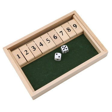 Shut the Box Wooden Board Game Set with 9 Digital Tile 2 Dice Interactive Classic Family Game for Adults Indoor Drinking