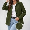 thumbnail image 2 of Ovzne Women's Corduroy Shacket Button Down Jacket Lapel Collar Long Sleeve Coat with Pockets Relaxed Fit Casual Outerwear,Army Green Jackets for Women, 2 of 8