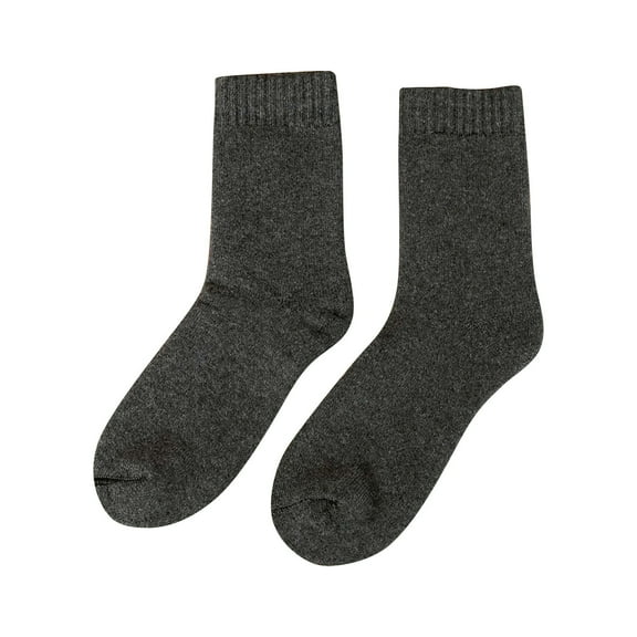 Lovskoo Mens Dress Socks Low Cut Winter Plush Thick Terry Thermal Socks Middle Tube Wool Crew Socks Gifts for Men Dad Grandpa Dark Gray