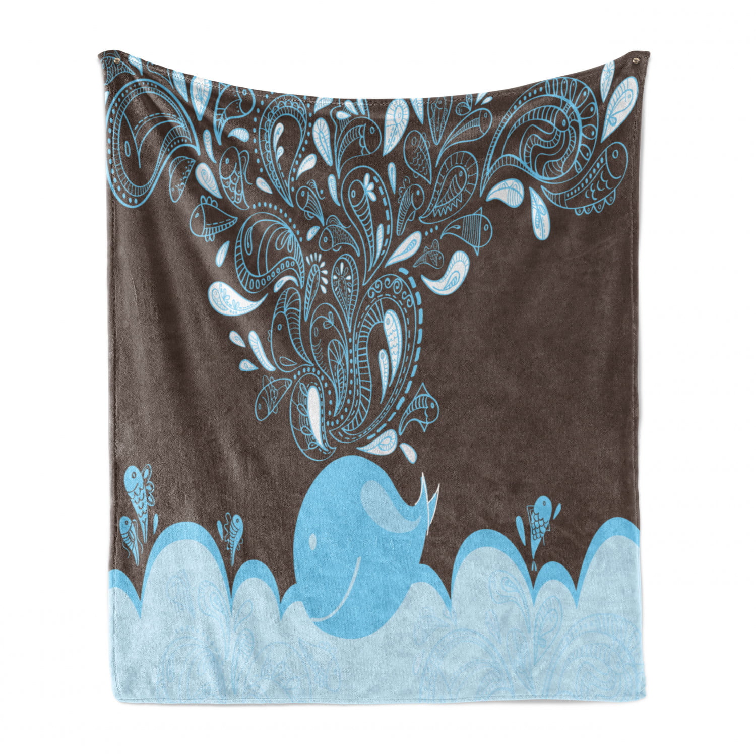 Cozy Plush for Indoor and Outdoor Use Baloon Like Mammal in The Ocean Bubbles Cartoon Batik Tribal Style Image Blue and Brown 70 x 90 Ambesonne Whale Soft Flannel Fleece Throw Blanket 