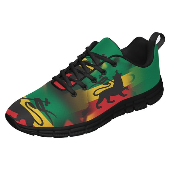 Rastafarian Flag With Lion Shoes for Men Women Running Sneakers Breathable Casual Sport Tennis Shoes Gift for Him Her Black Size 3.5