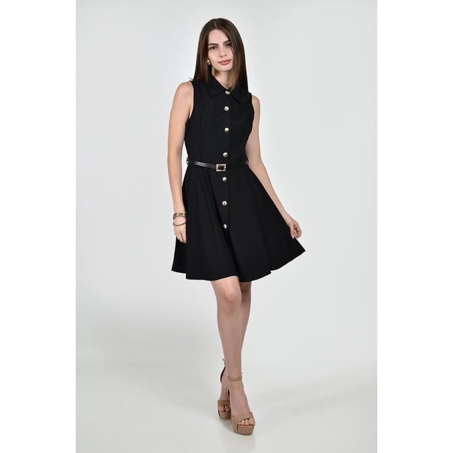 Vestido camisero con cinturon Roman Fashion /Juvenil, 01677 (Negro) negro CH