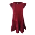 thumbnail image 5 of Wycnly 2024 Summer Mini Dresses for Women Ruffle Sleeve Flowy Swing Beach Mini Sundress Casual Solid Round Neck Pocket Short Dress Wine Formal Dresses for Women, 5 of 6