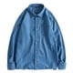 thumbnail image 1 of Camisa de manga larga con un solo botón de denim orgánico para hombre - Material duradero, fiesta informal, corte regular, L-XXXXL, 1 of 3