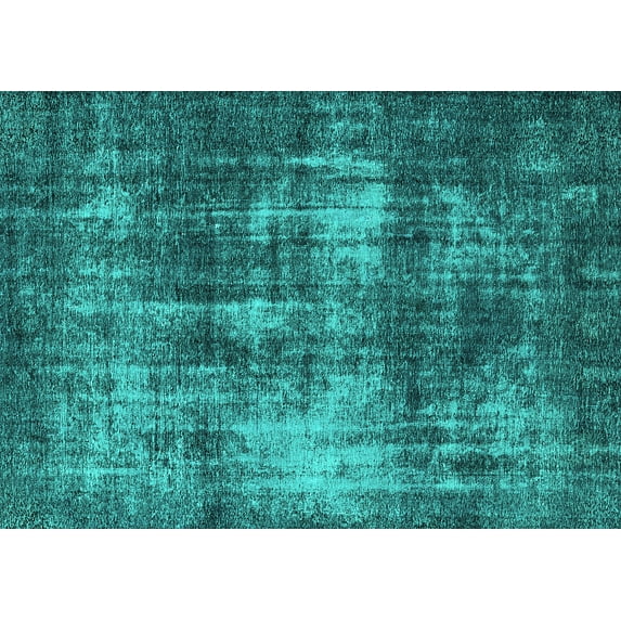 Ahgly Company Machine Washable Indoor Rectangle Oriental Turquoise Blue Industrial Area Rugs, 8' x 10'