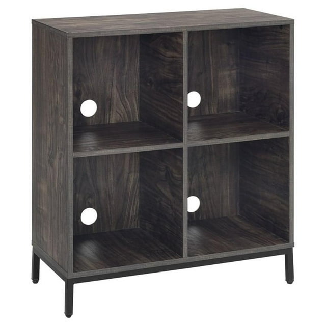 Crosley Furniture Jacobsen Bibliothèque Cubique de Rangement pour Disques en Bois, Frêne Brun