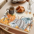 thumbnail image 3 of Orange Pumpkins Fall Placemats Set of 2, Thanksgiving Maple Leaf Rustic Washable Wipeable Table Mats for Dining Tables, Indoor Outdoor Kitchen Place Mats for Holiday Party Table Decor, 3 of 9