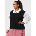 thumbnail image 4 of Suéteres de talgrande pamujer Chaleco con cuello en V Cable Estilo de muy buen gusto Jersey sin mangas Suéter Chalecos Negro 4X, 4 of 6