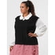 thumbnail image 4 of Suéteres de talgrande pamujer Chaleco con cuello en V Cable Estilo de muy buen gusto Jersey sin mangas Suéter Chalecos Negro 1X, 4 of 6