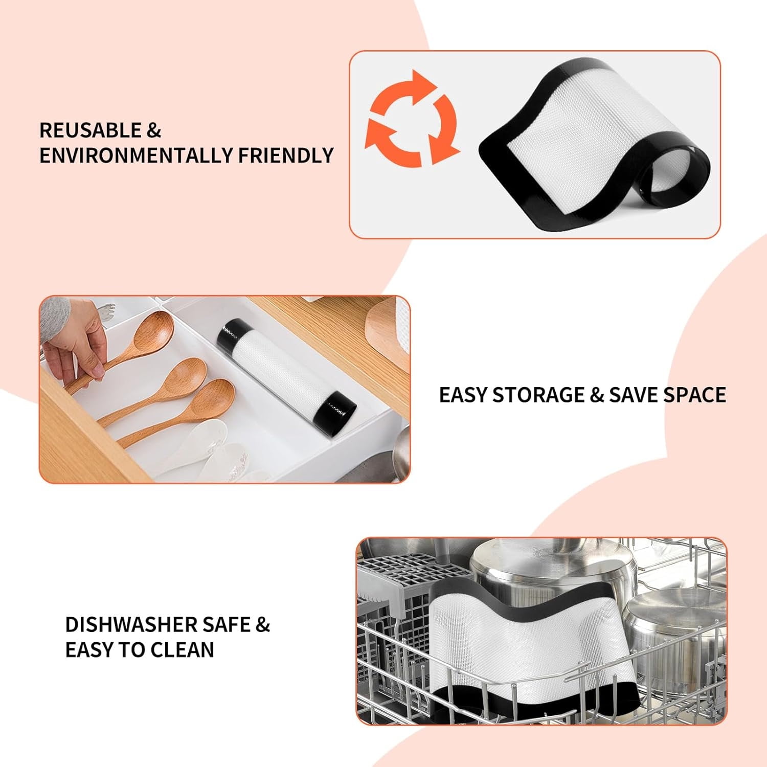 Topboutique Silicone Mats Freeze Dryer Trays Non-Stick Silicone Baking Mat Reusable Baking Sheet Drying Liners Trays Drying Liners for Kitchen,Dishwasher Safe,17 x 6.8 inch,5 Pcs Black