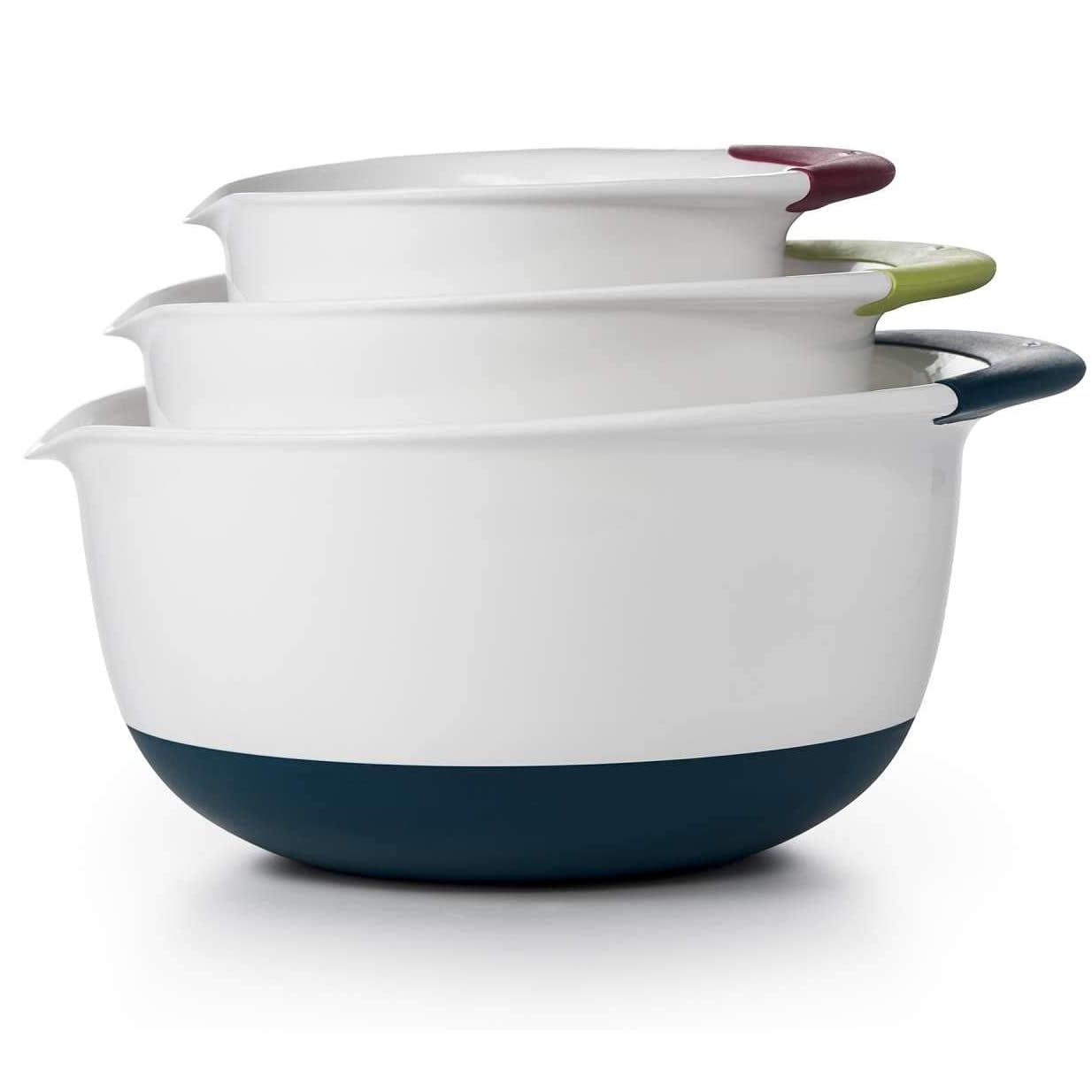 OXO Good Grips 3 Piece Nesting Mixing Bowl Set with Red, Green, and
