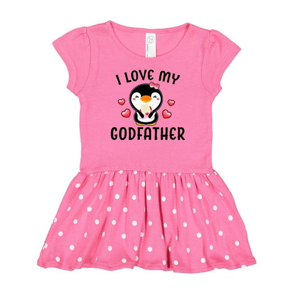 Inktastic I Love My Godfather with Cute Penguin and Hearts Gift Baby Girl Dress